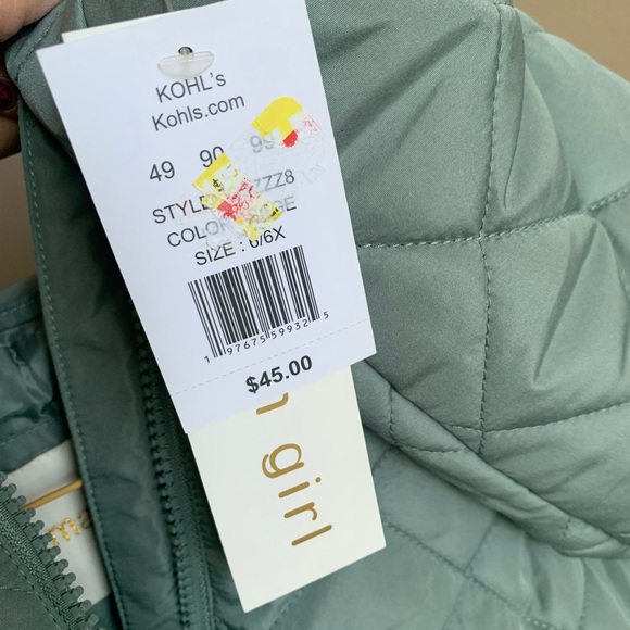 New Madden Girl quilted kids jacket in sage green,size 6/6X - Picture 6 of 8